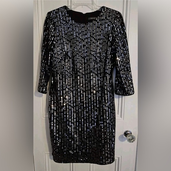 julia jordan Dresses & Skirts - Julia Jordan Elegant Black Sequin 3/4 Sleeve Dress 6